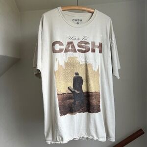 Johnny Cash‎ Walk the Line Graphic Print T-Shirt Oversized S/M Distressed